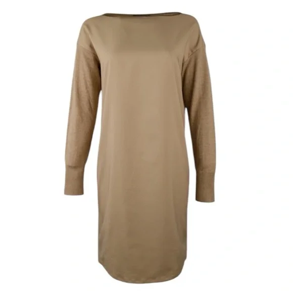 Ralph Lauren LRL Farheen Twill Front Sweater Dress in Hayfield Size Small - Picture 1 of 13